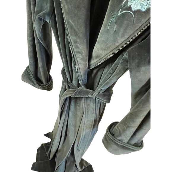 Jasmine Rose Forest Green Embroidered Full Length Belted Robe Sz S - Picture 5 of 9